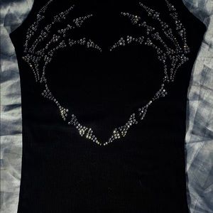 ✨BLACK SKELETON RHINESTONE TANK TOP✨